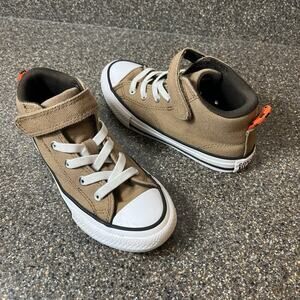 Converse All Star Little Kids Youth Size 13 Brown Canvas Sneakers Snap Mid Top
